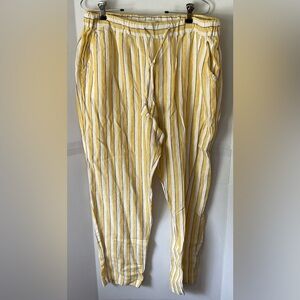 Cynthia Rowley Yellow and White Striped Trousers